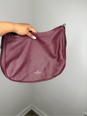 kate spade Pebbled Leather Shoulder Bag in Burgundy